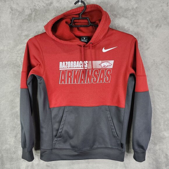 Mens Red Gray Nike Dri-Fit Arkansas Razorbacks Hoodie Sweatshirt Long Sleeve M - Picture 2 of 10